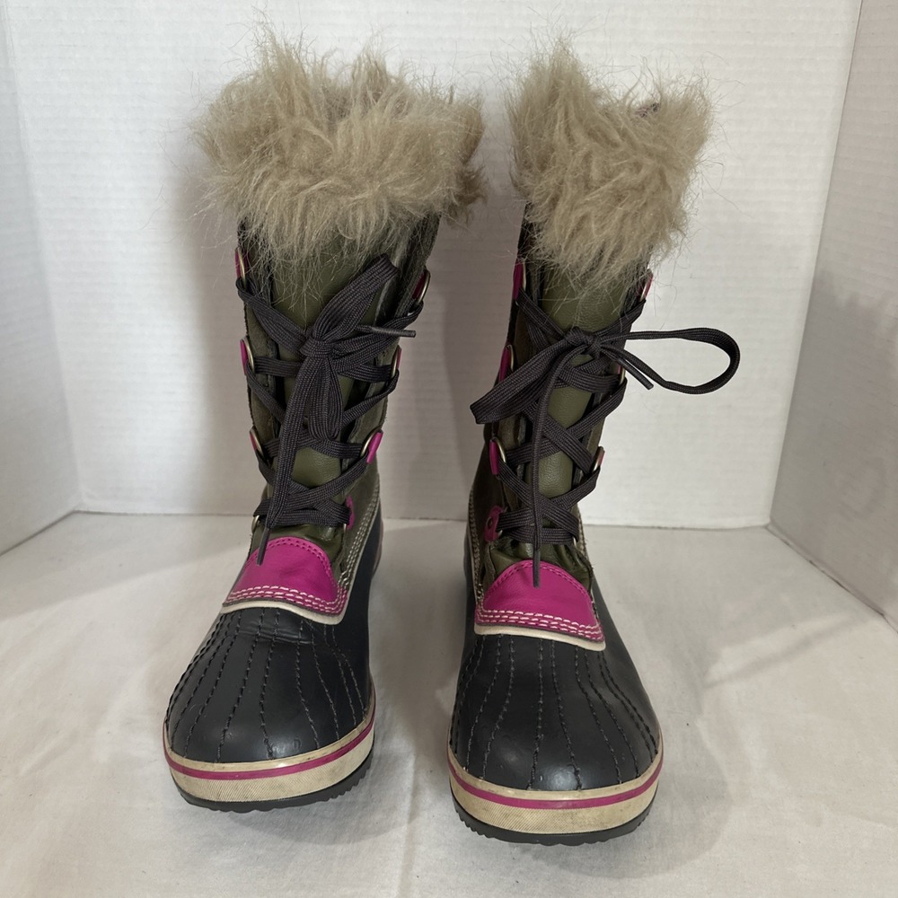 SOREL NORI YOUTH FAUX FUR SUEDE LEATHER WATERPROOF SNOW WINTER BOOTS SIZE 5